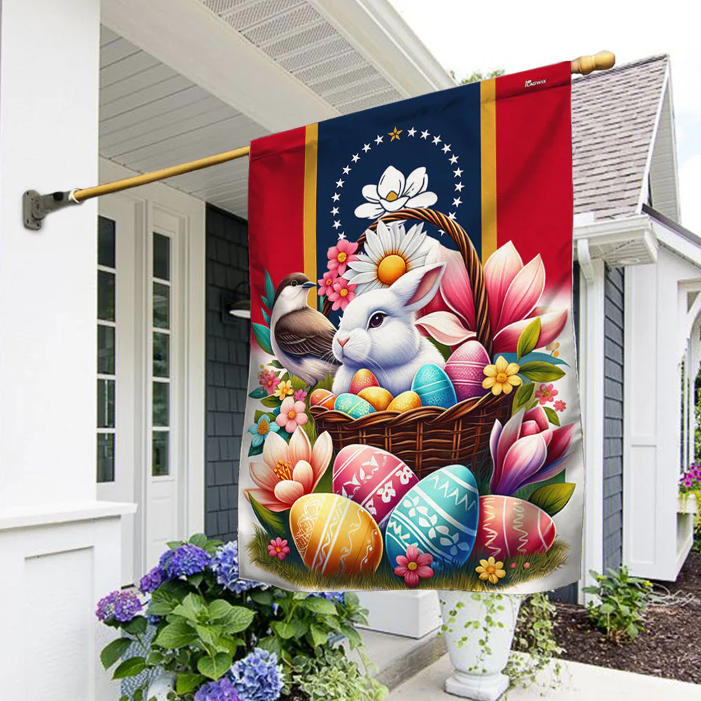 Bimipi  Mississippi Easter Day Bunny Eggs Flag