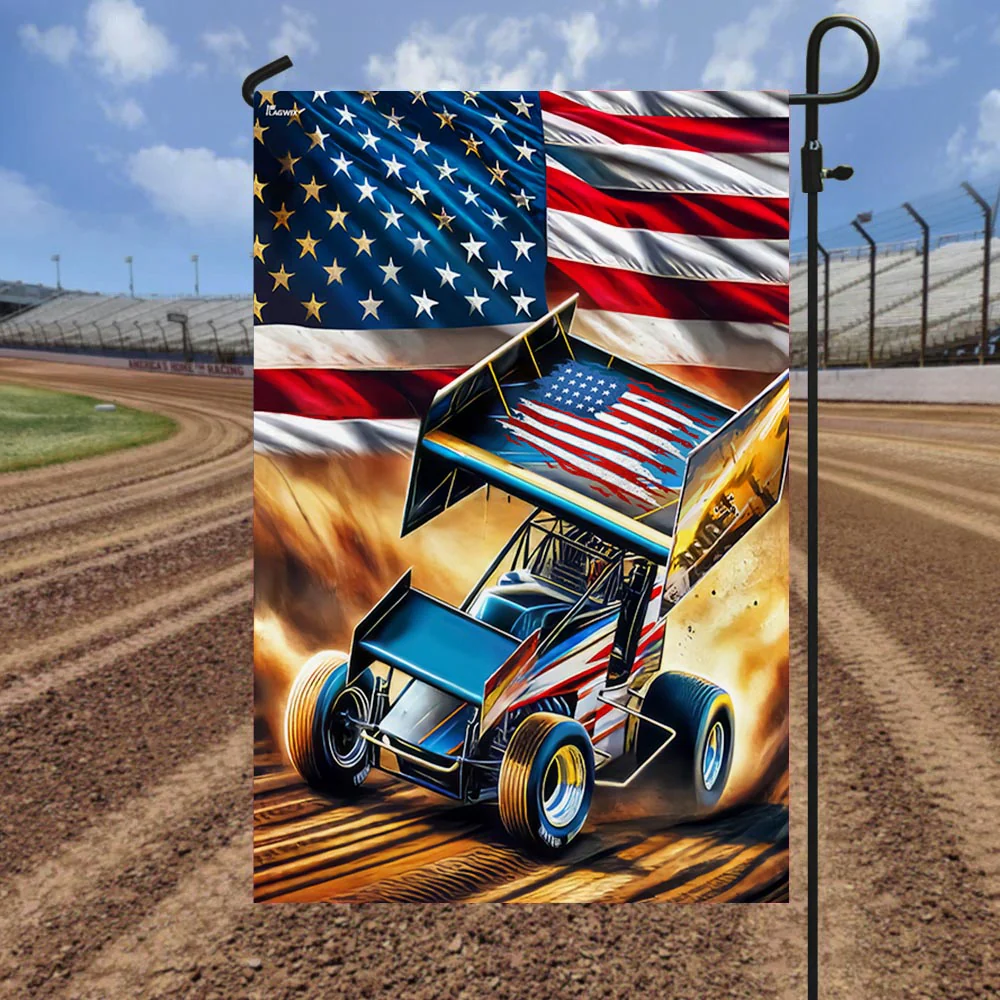 Bimipi Sprint Car Racing. Dirt Track Racing American Flag