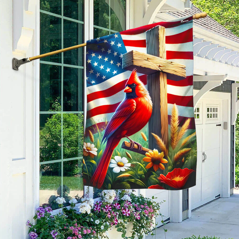 Bimipi Cardinal Wooden Cross Patriotic American Flag