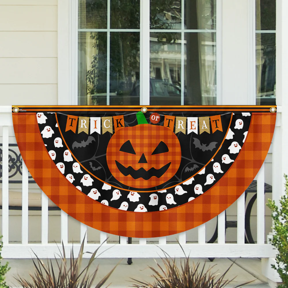 Halloween Pumpkin Trick or Treat Non-Pleated Fan Flag