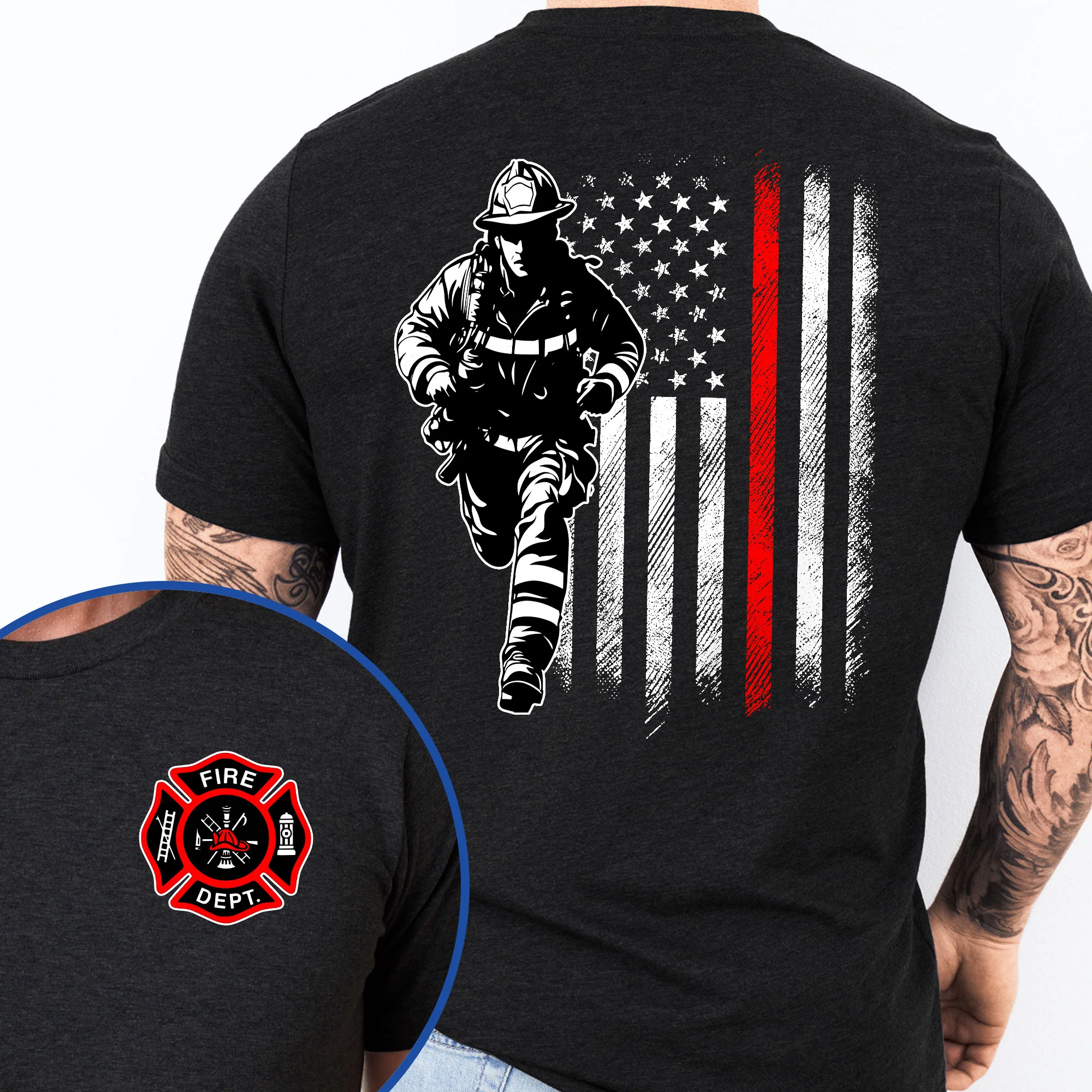 US Firefighter The Thin Red Line T-shirt