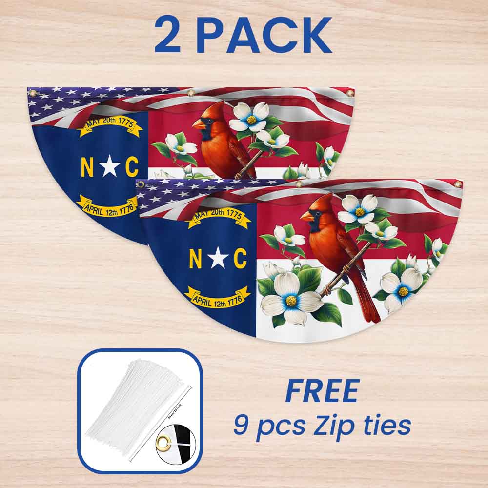 North Carolina State Dogwood Flower and Cardinal Non-Pleated Fan Flag