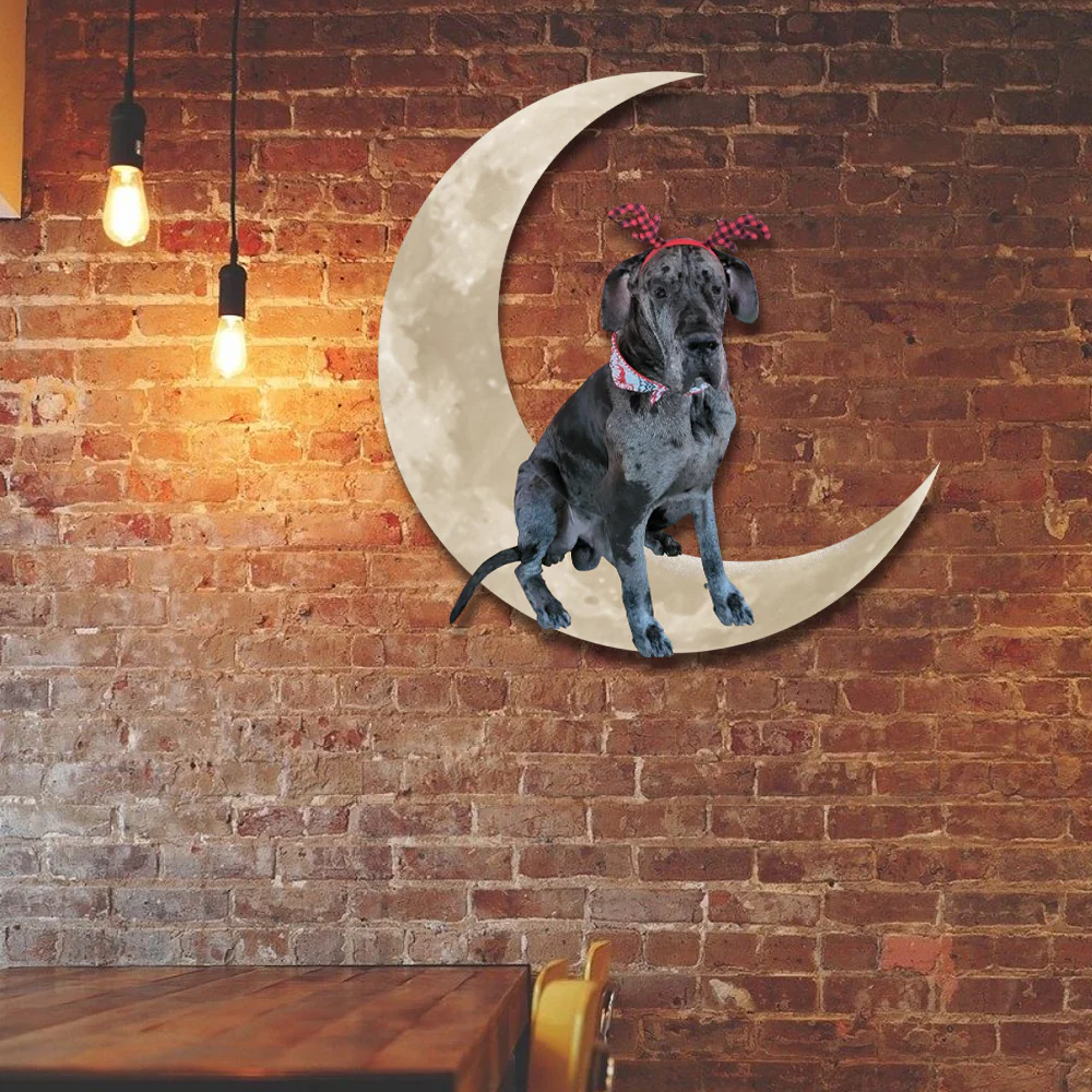Custom Fitzroy Dog On The Moon Hang Metal Sign QNK879MSpz5