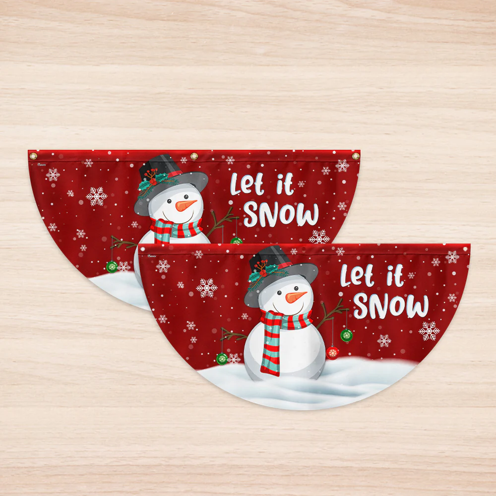 Christmas Flag Snowman Let It Snow Non-Pleated Christmas Fan Flag 3-Day Shipping