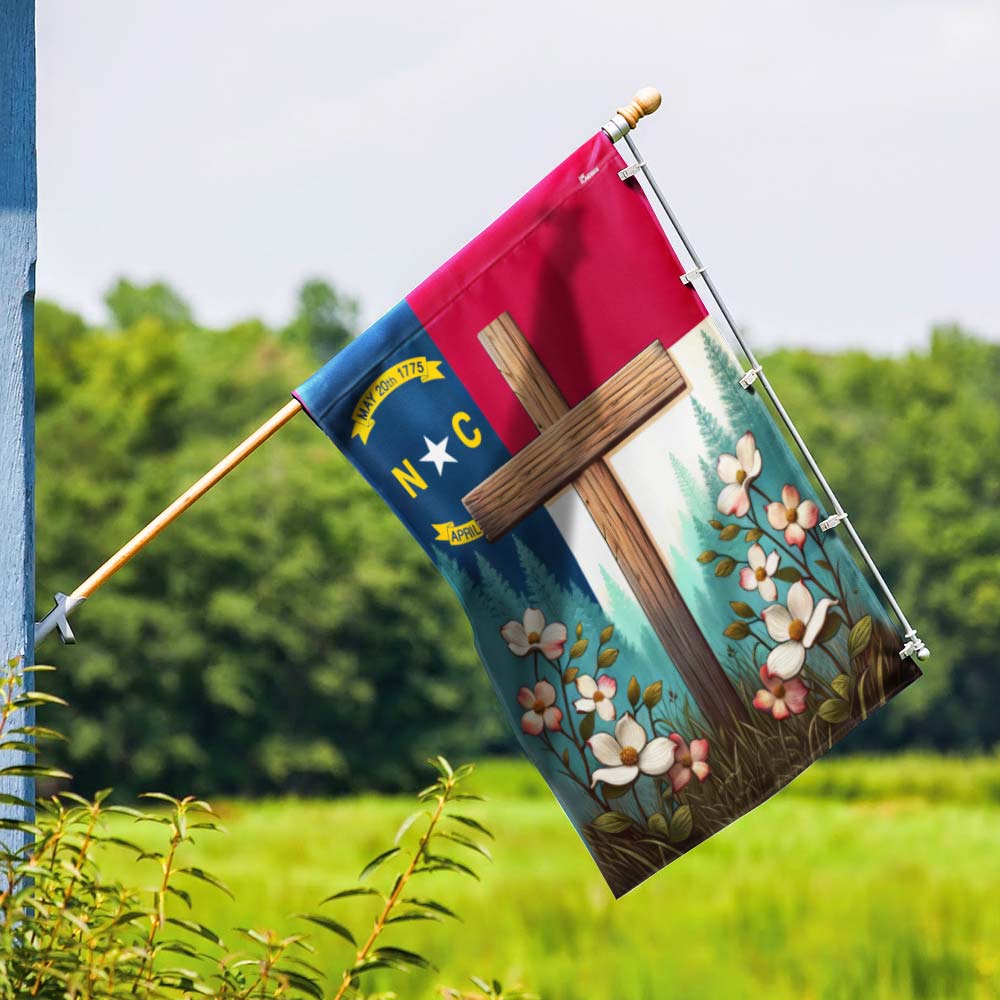 Bimipi  North Carolina Christian Cross Dogwood Flag