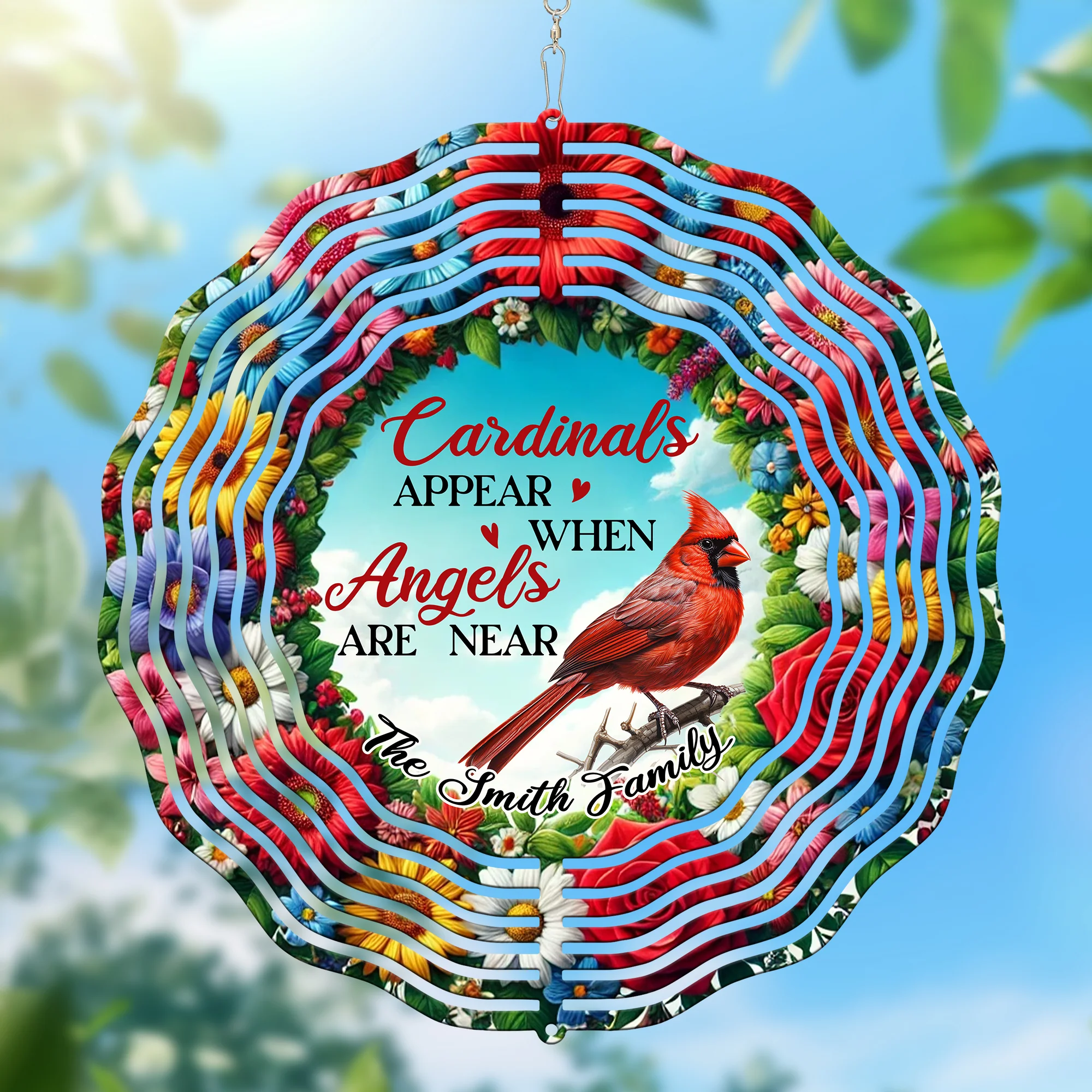 Personalized Cardinal Spring Flowers Wind Spinner Cardinals Appear When Angels Are Near