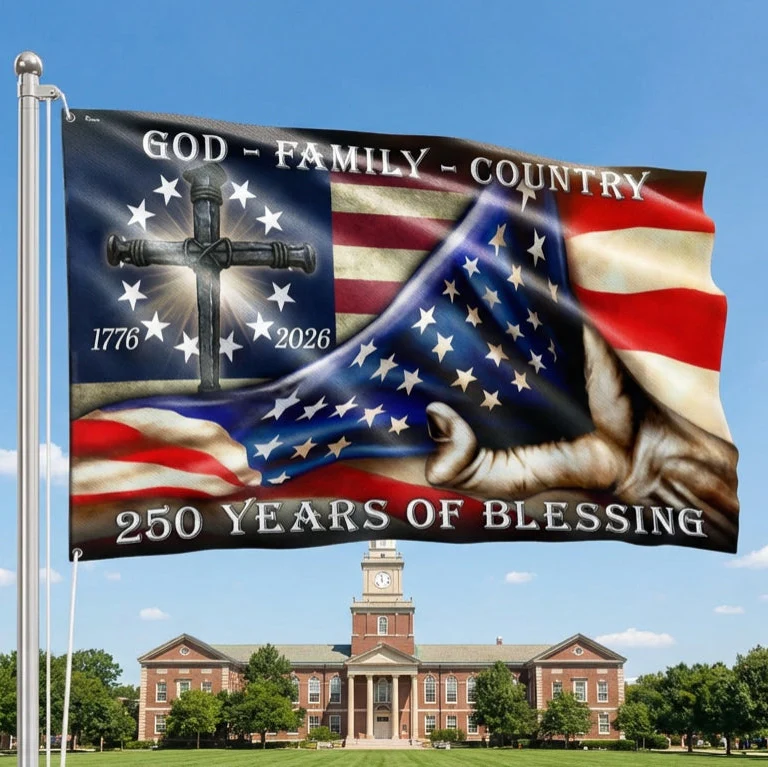 250 Years of Blessing Betsy Ross 1776 2026 Flag, God Patriotic Grommet Flag