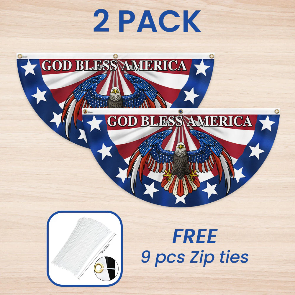 God Bless America Patriotic Eagle Non-Pleated Fan Flag
