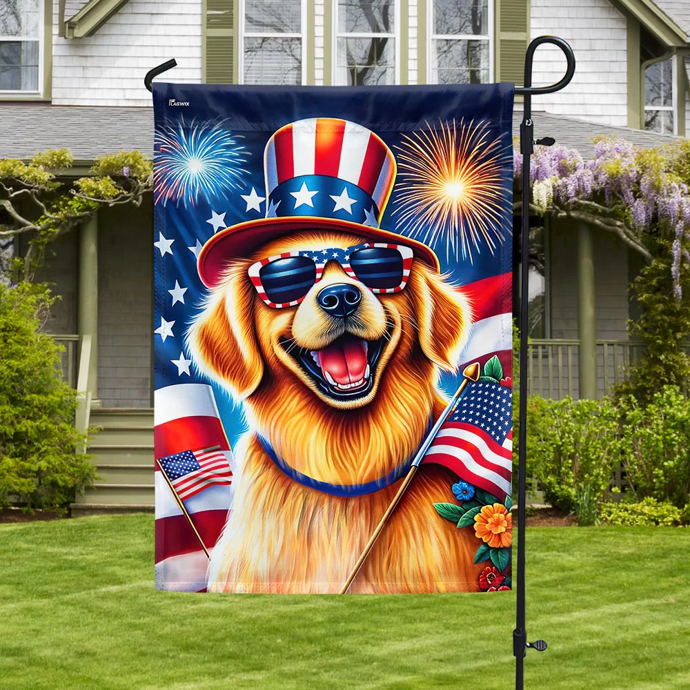 Bimipi American Flag - Golden Retriever Dog Happy 4th Of july Flag