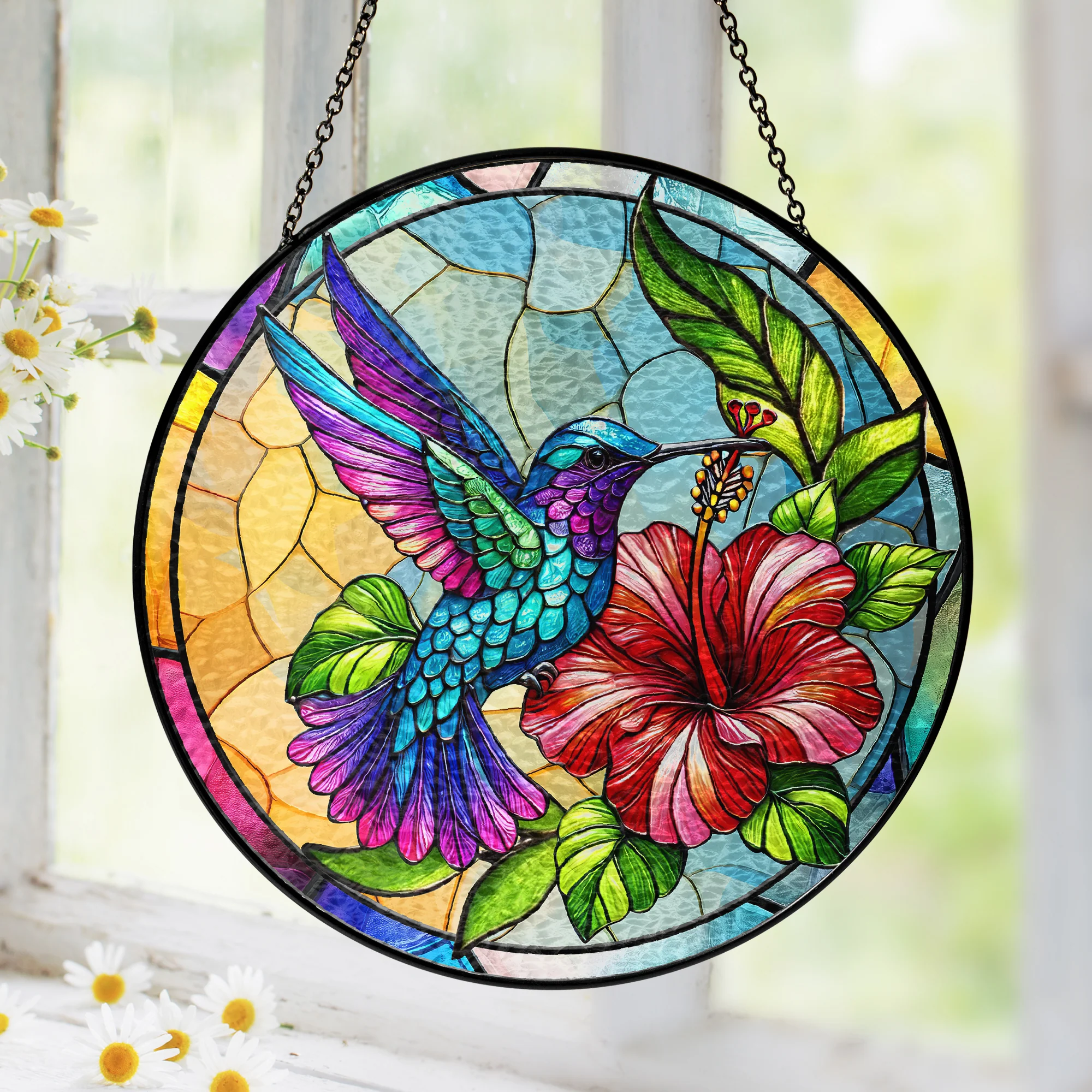 Hummingbird Stained Glass Suncatcher