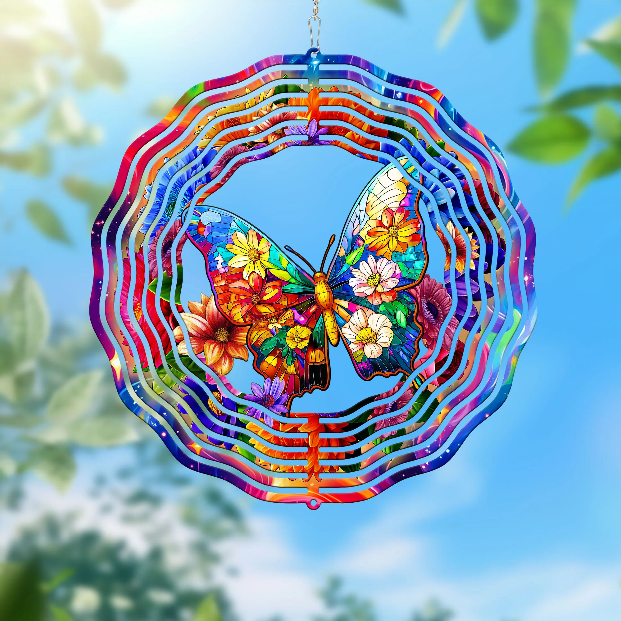 Butterfly Flowers Wind Spinner