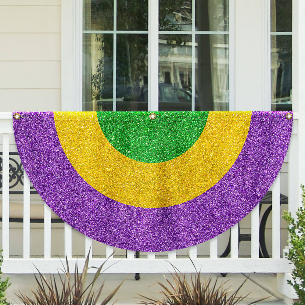 Mardi Gras Carnival Fat Tuesday Non-Pleated Fan Flag