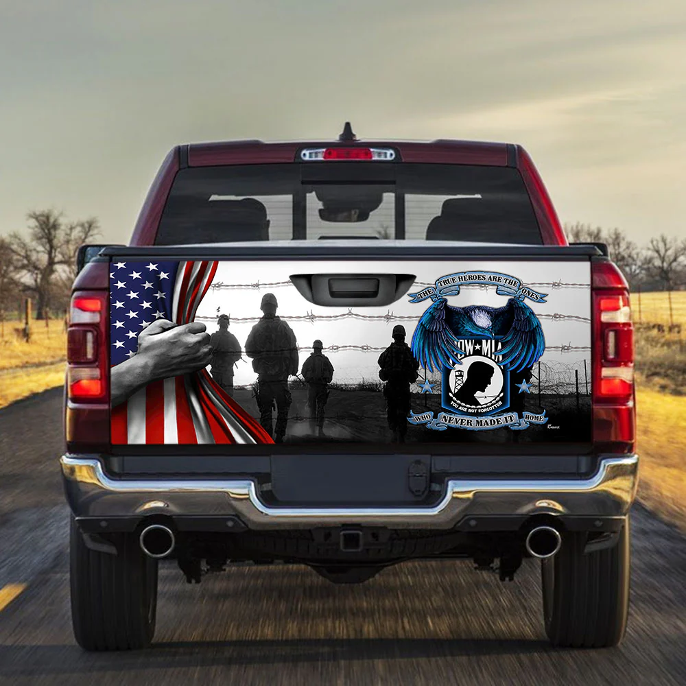 Pow Mia True Heroes, You Are Not Forgotten Truck Tailgate Decal Sticker Wrap