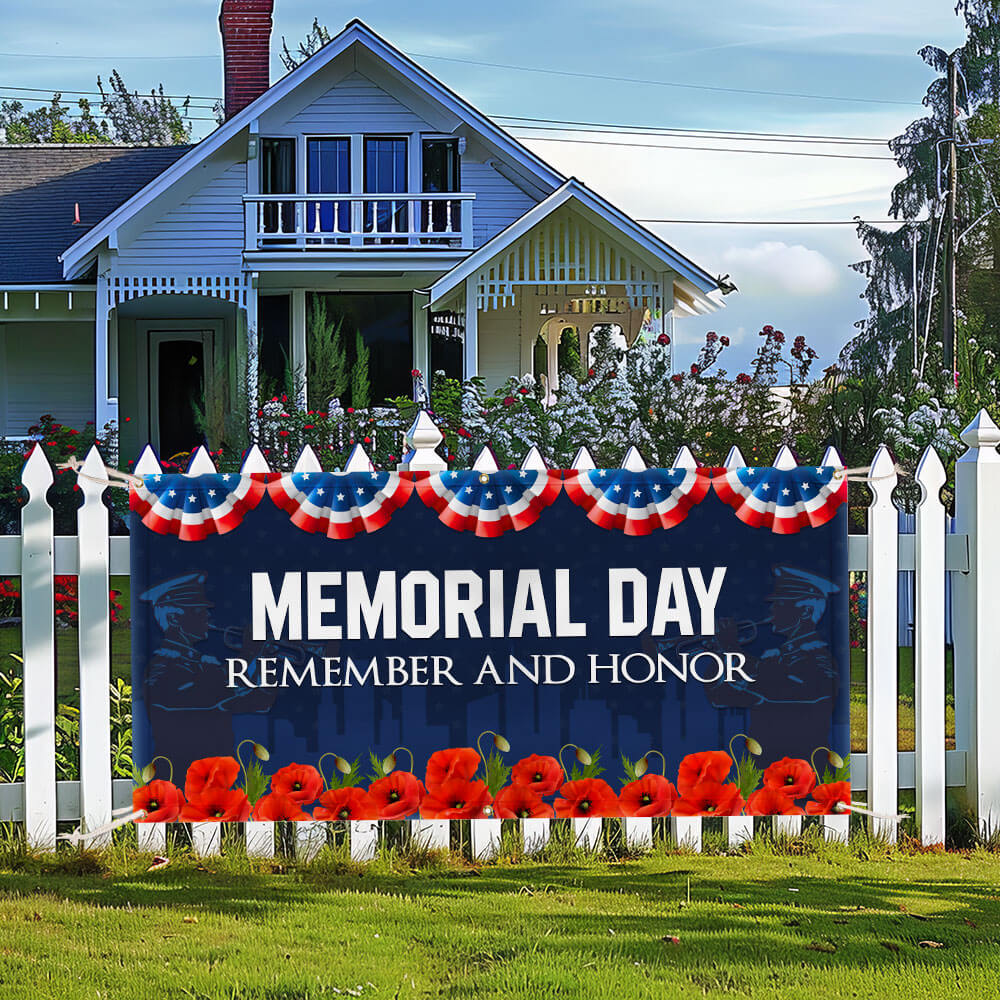 Memorial Day Remember And Honor Fence Banner