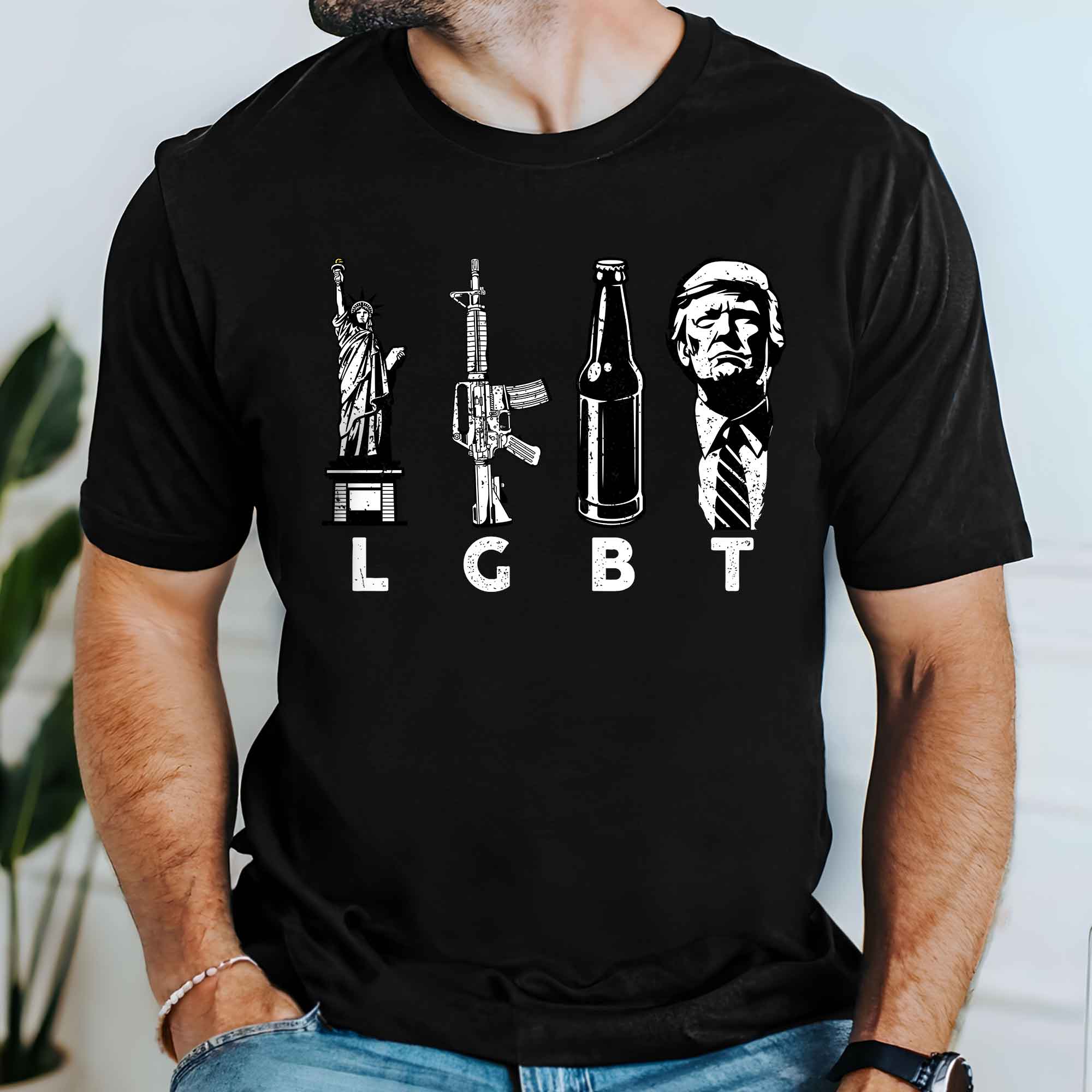 Keep America Great, Funny Meme Gift For Friends, LGBT Liberty Guns Beer Trump T-shirt