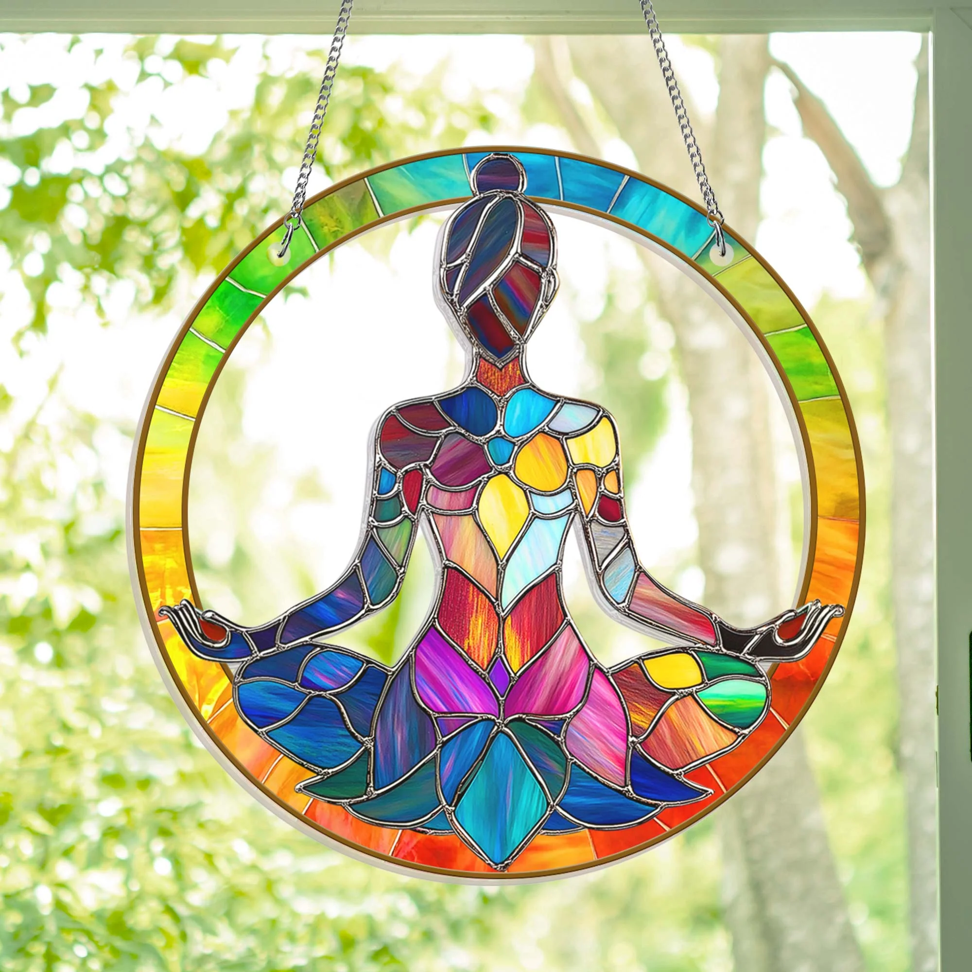Yoga Namaste Meditation Suncatcher Acrylic Hanging