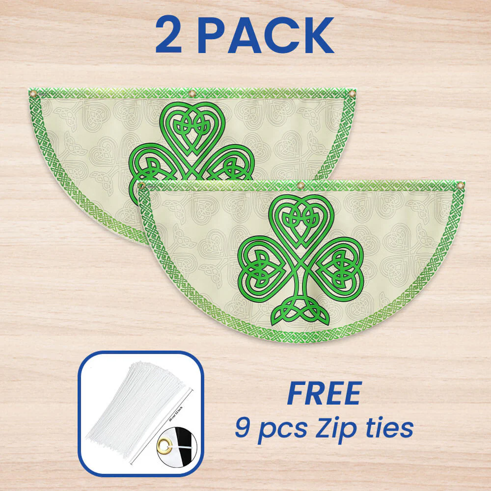 Irish Celtic Shamrock St. Patrick's Day Non-Pleated Fan Flag