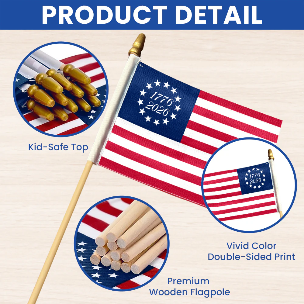 Betsy Ross 250 Flag, Patriotic 1776–2026 Handheld Flag