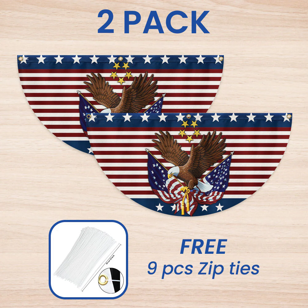 Patriotic Eagle American Non-Pleated Fan Flag