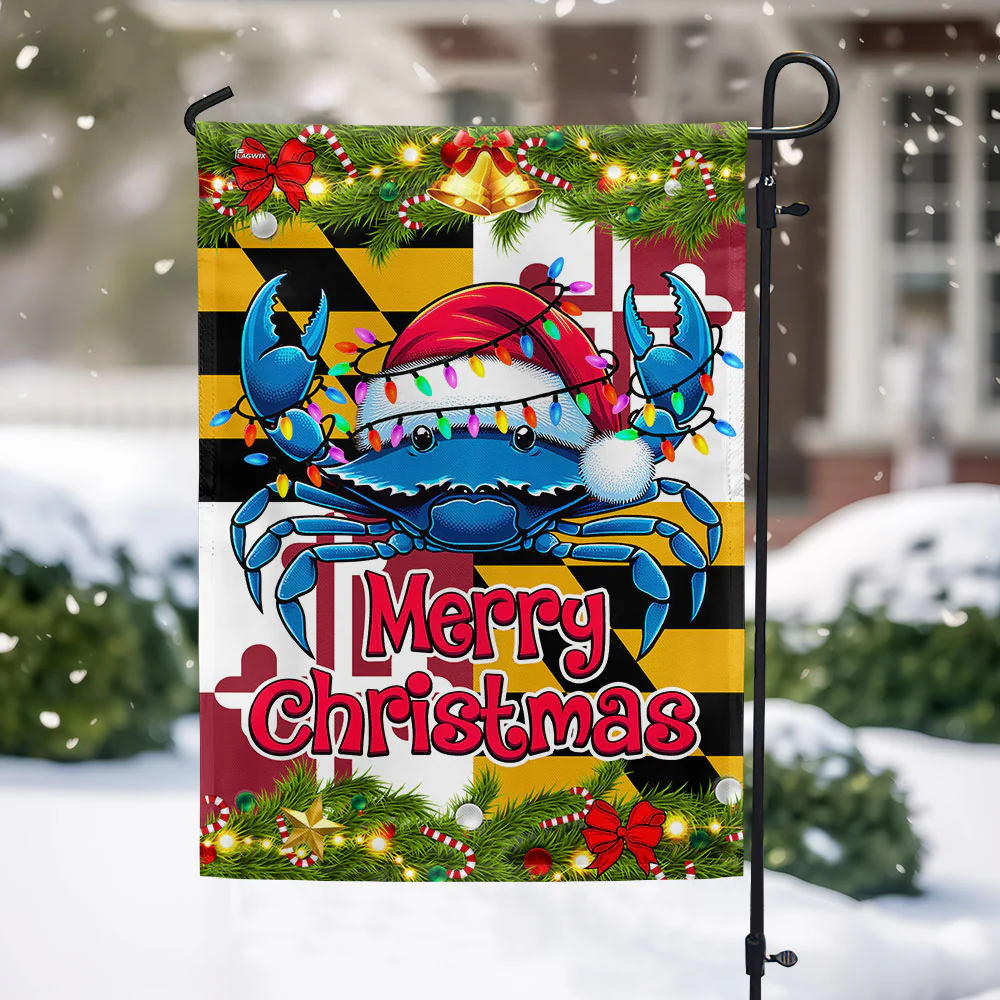 Blue Crab Merry Christmas Maryland Flag