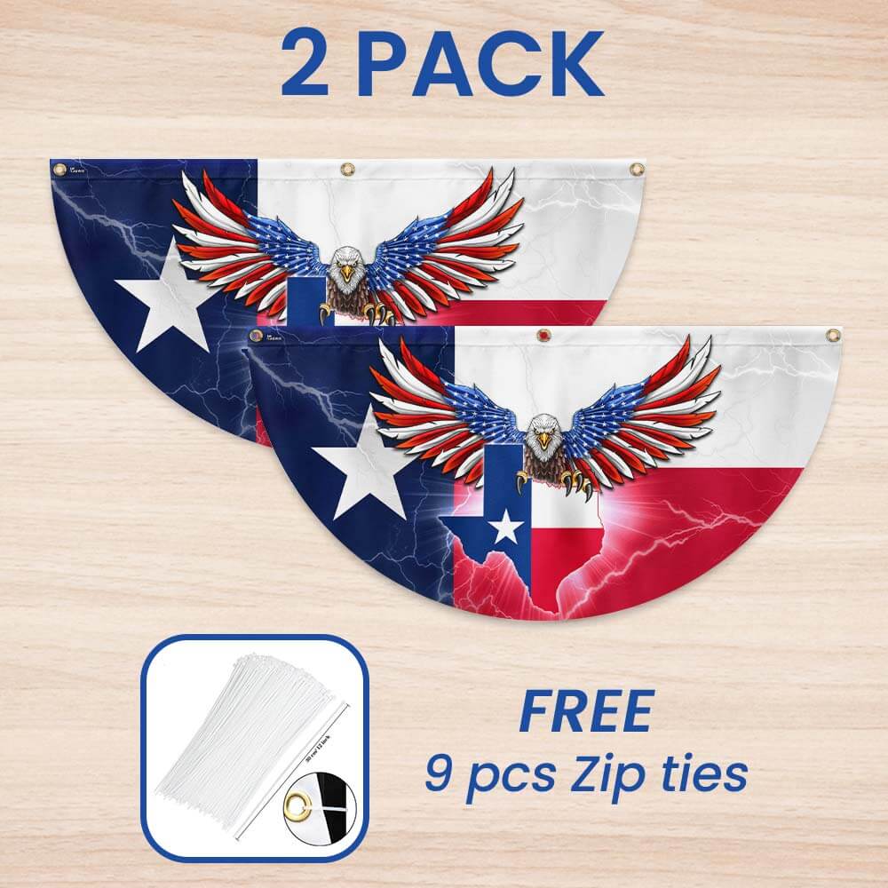 Texas Patriotic American Eagle Non-Pleated Fan Flag
