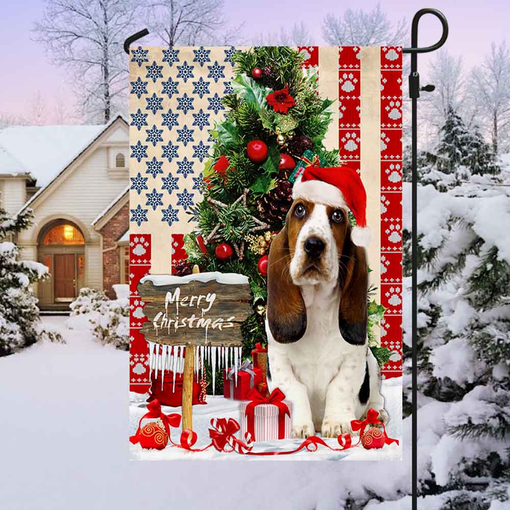 Basset Hound Christmas American Flag