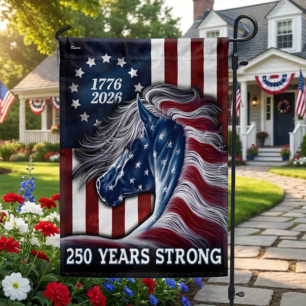 Patriotic Horse Flag, 250 Years Strong Patriotic Horse 4th Of July US Flag