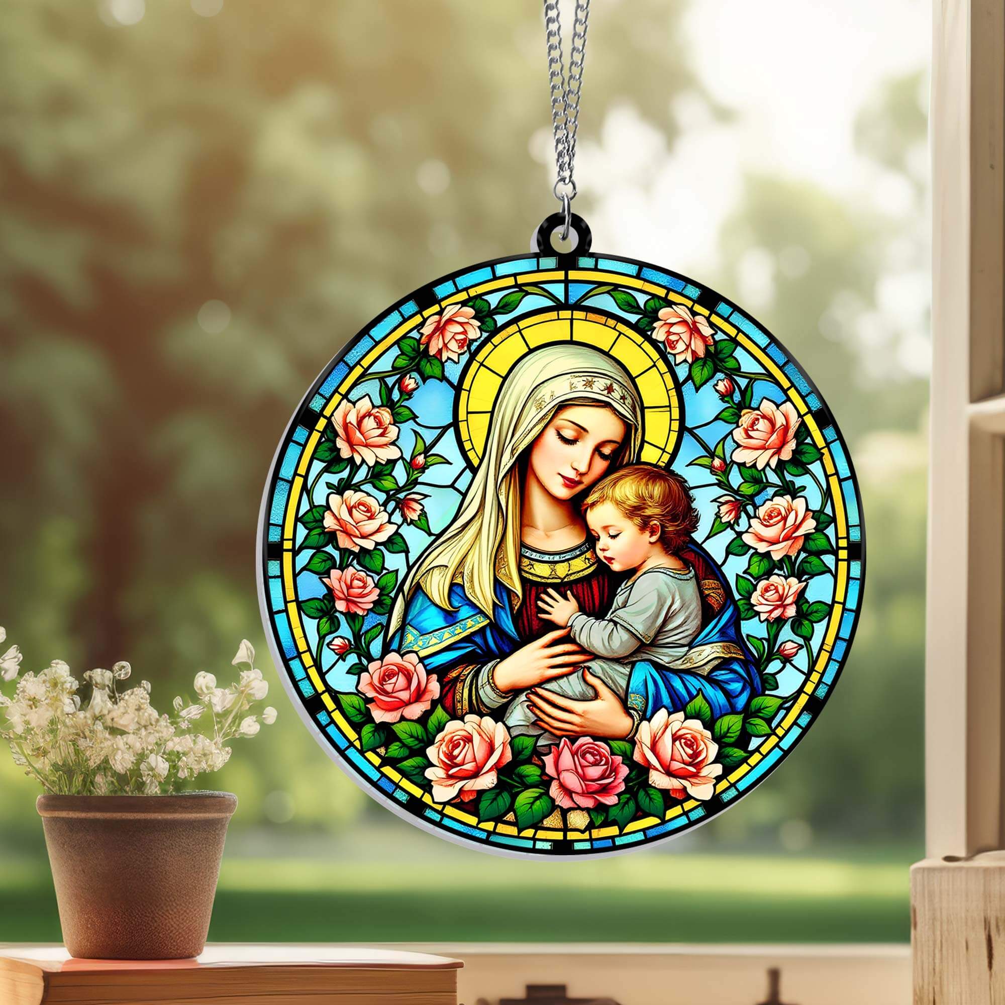 Virgin Mary Mother of Jesus Suncatcher Acrylic Hanging Sign