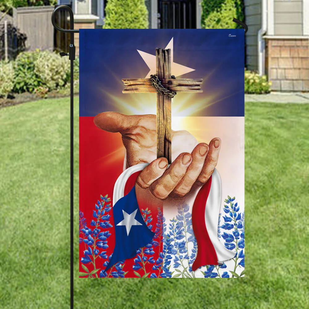 Texas Bluebonnets Christian Cross Texas Flag