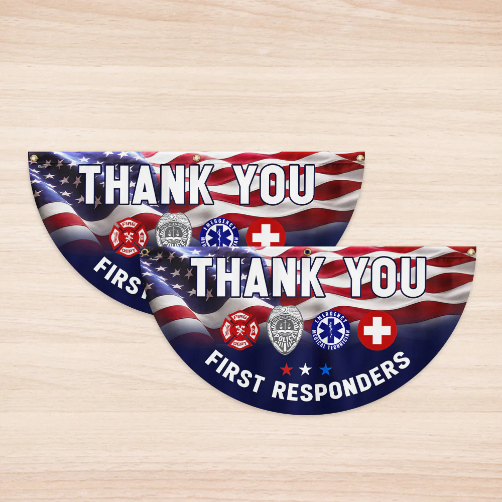 First Responder Thank You Non-Pleated Fan Flag