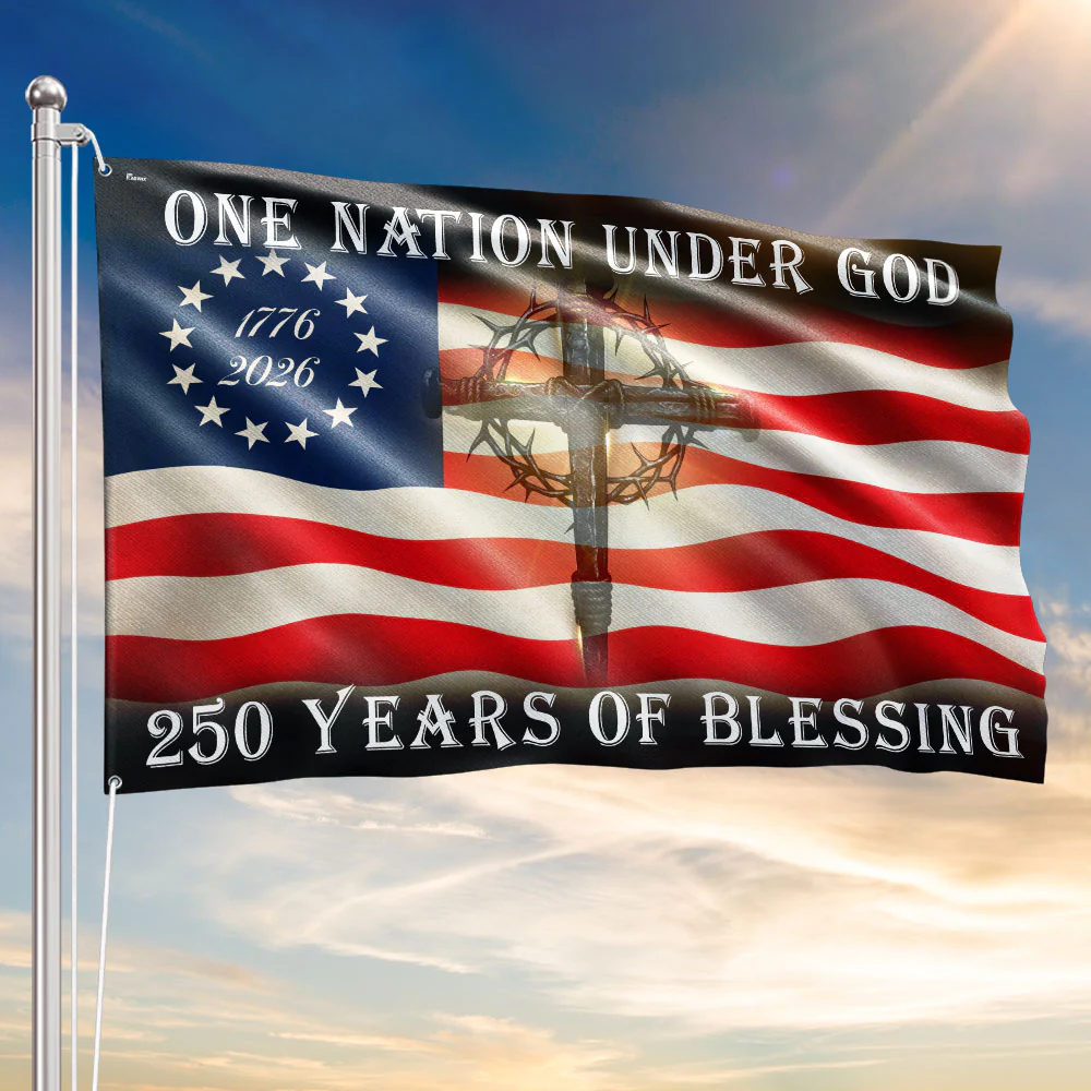 Betsy Ross 250 Years of Blessing American Cross 1776 2026 Grommet Flag