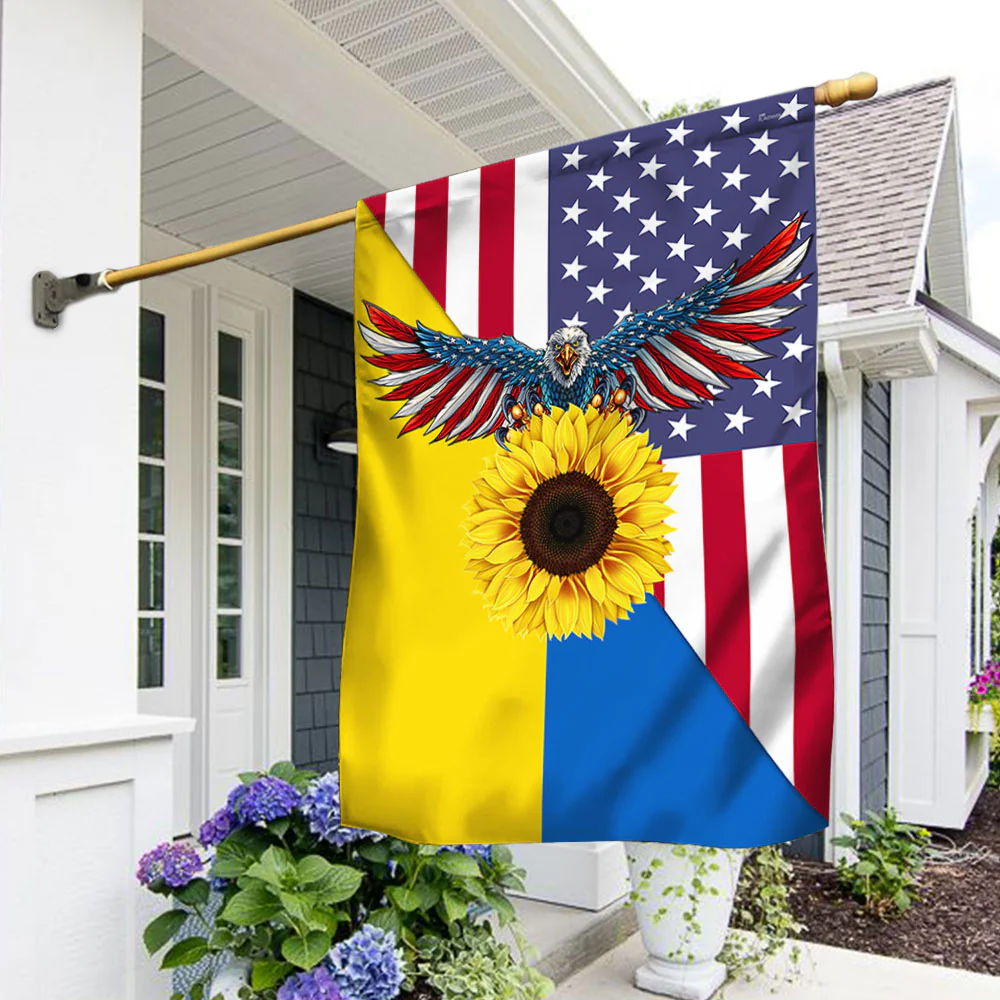 Ukraine Flag Sunflower Ukrainian American Flag