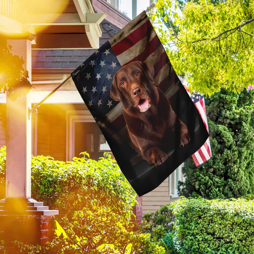 Chocolate Labrador American Flag 3-Day Shipping