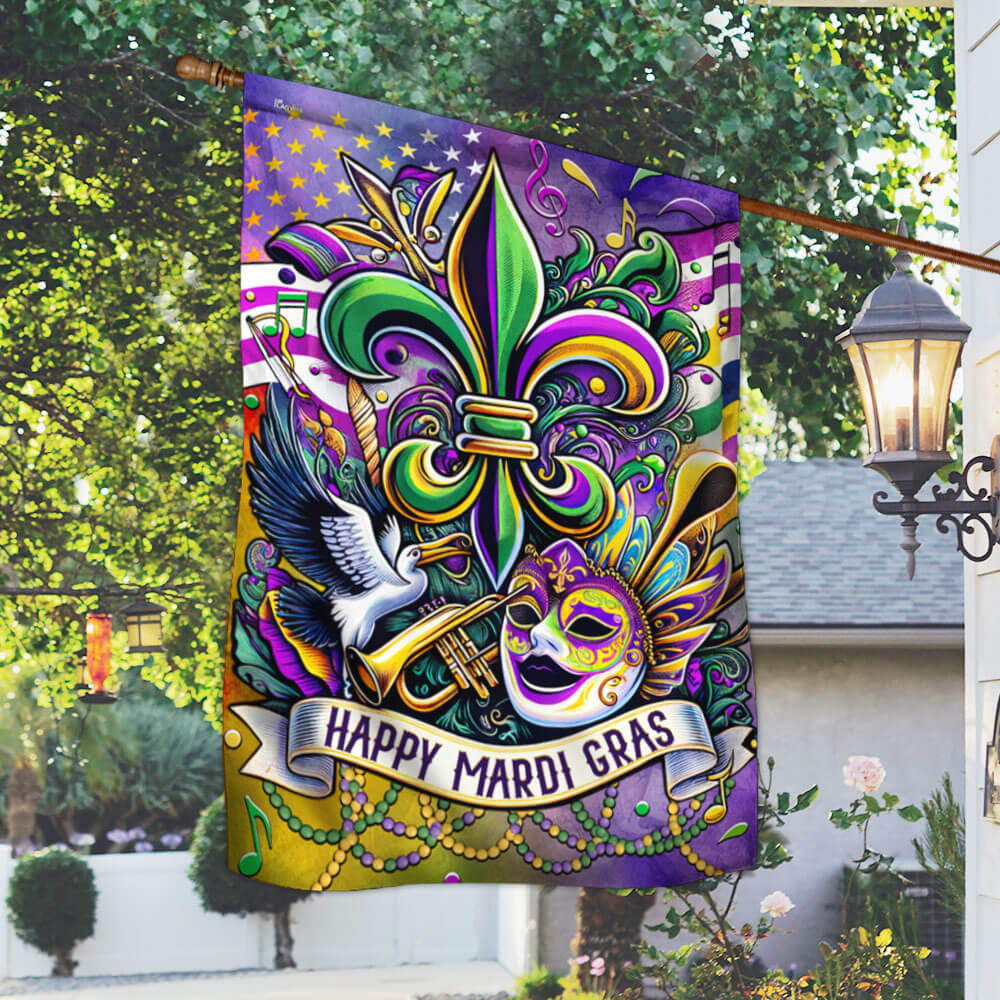 Happy Mardi Gras Louisiana Flag, Mardi Gras Celebration