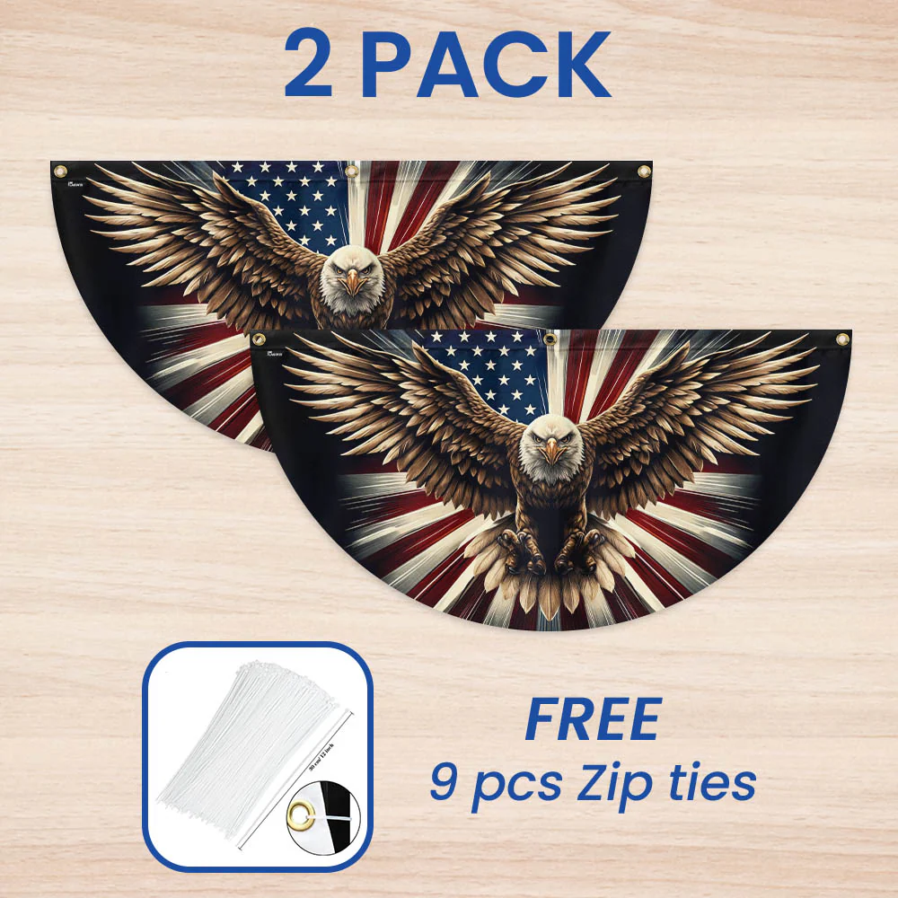 Patriotic Eagle American Non-Pleated Fan Flag