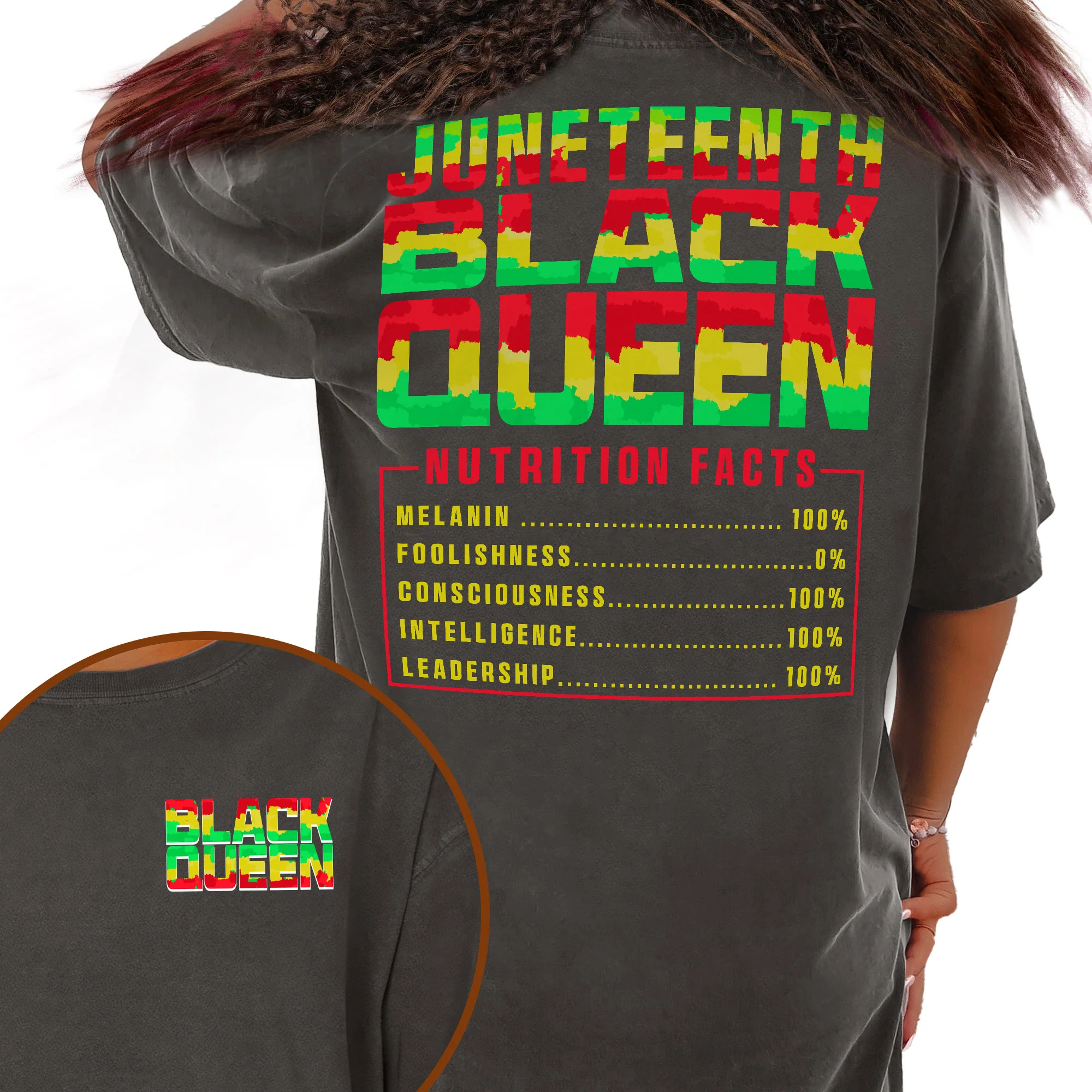 Black History Month Gift, Juneteenth Black Queen Nutrition Facts Comfort Colors T-shirt