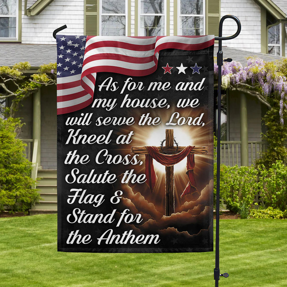 Bimipi  Jesus Cross American Flag As For Me And My House We Will Serve The Lord Flag 3-Day Shipping