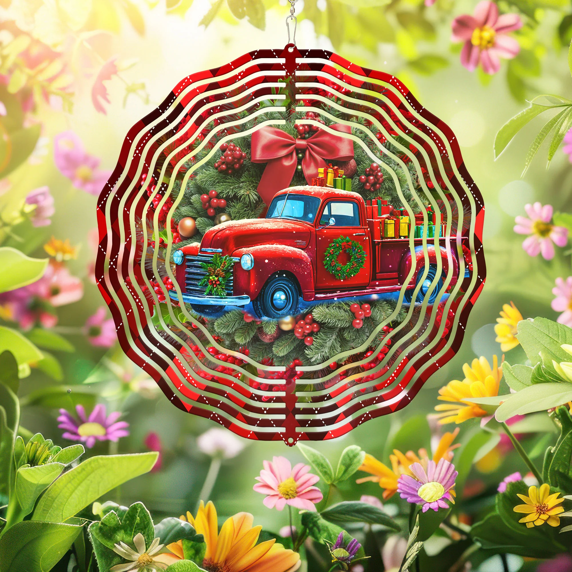 Red Truck Christmas Wind Spinner