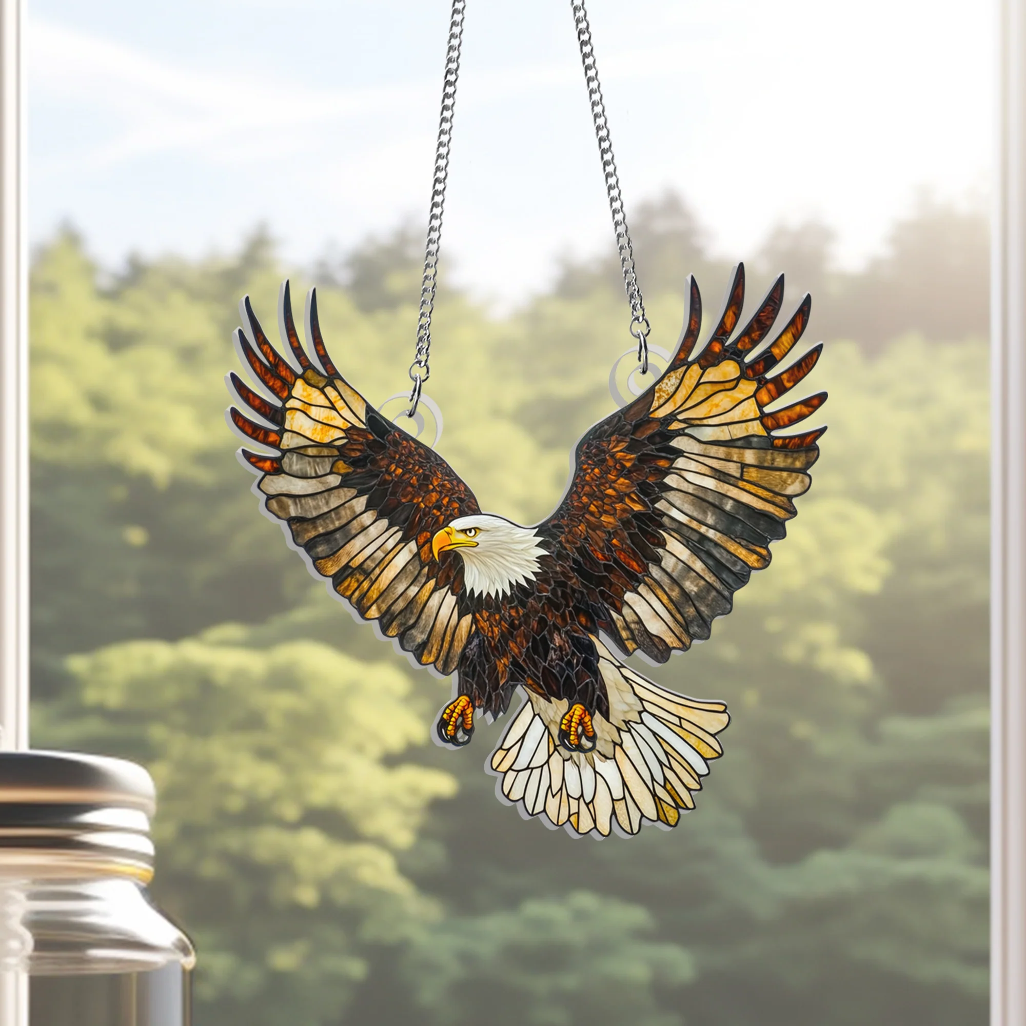 Patriot Eagle Suncatcher Hanging Sign