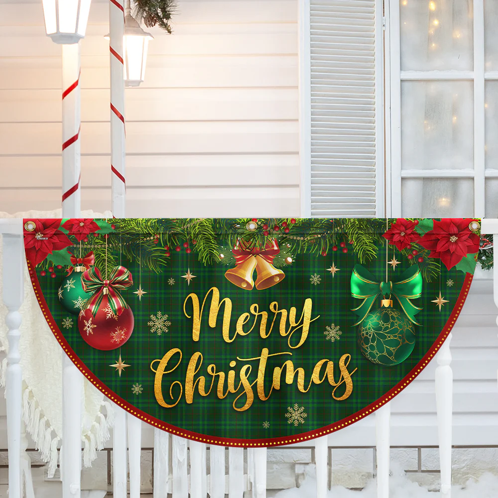 Merry Christmas Winter Holiday Decorations Non-Pleated Fan Flag