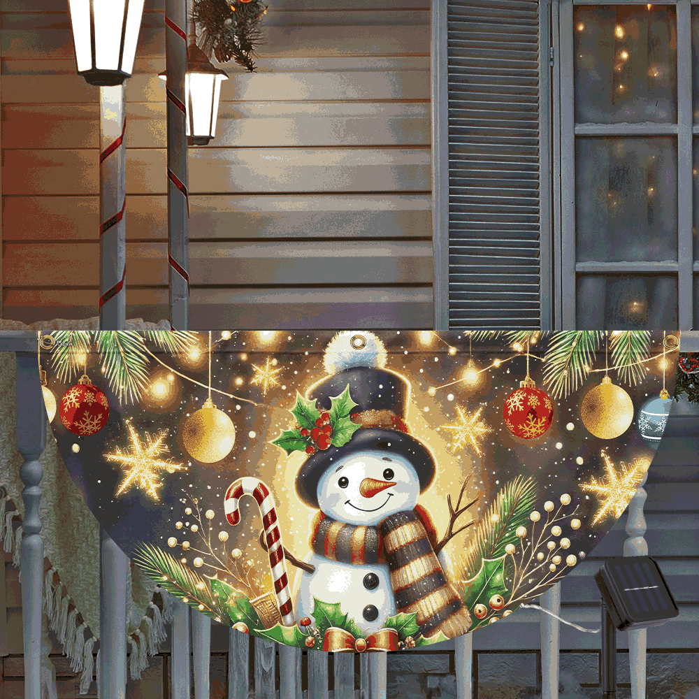 Snowman Christmas Winter Festive Holidays Solar Led Fan Flag