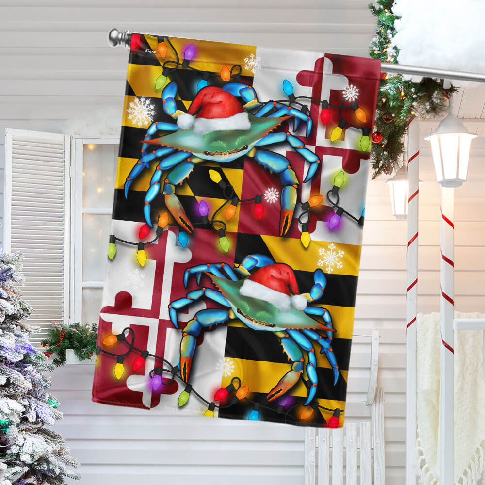 Maryland Blue Crabs Christmas Flag - Festive Holiday Gift & Décor  - 3-Day Shipping