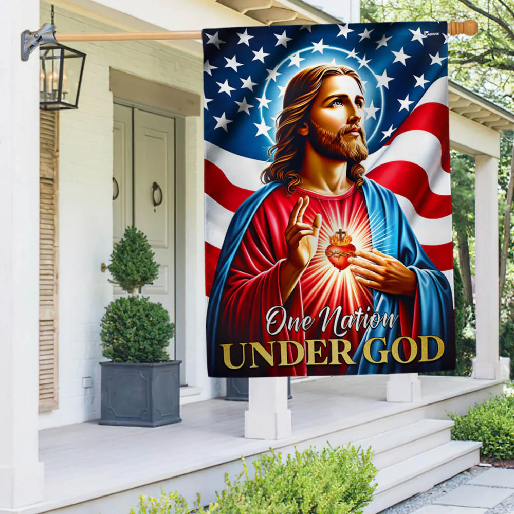 Bimipi  Jesus Christ American Flag One Nation Under God Flag