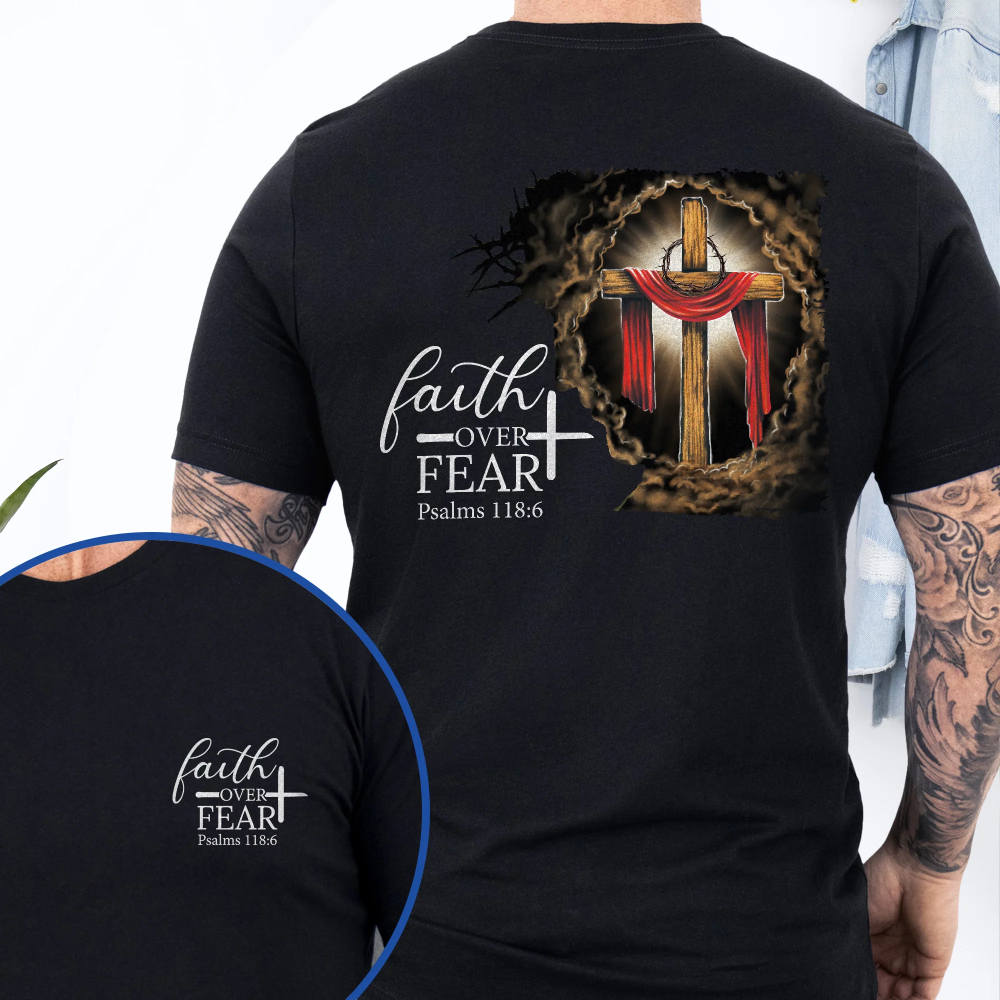 Jesus. Christian Cross. Faith Over Fear American T-Shirt