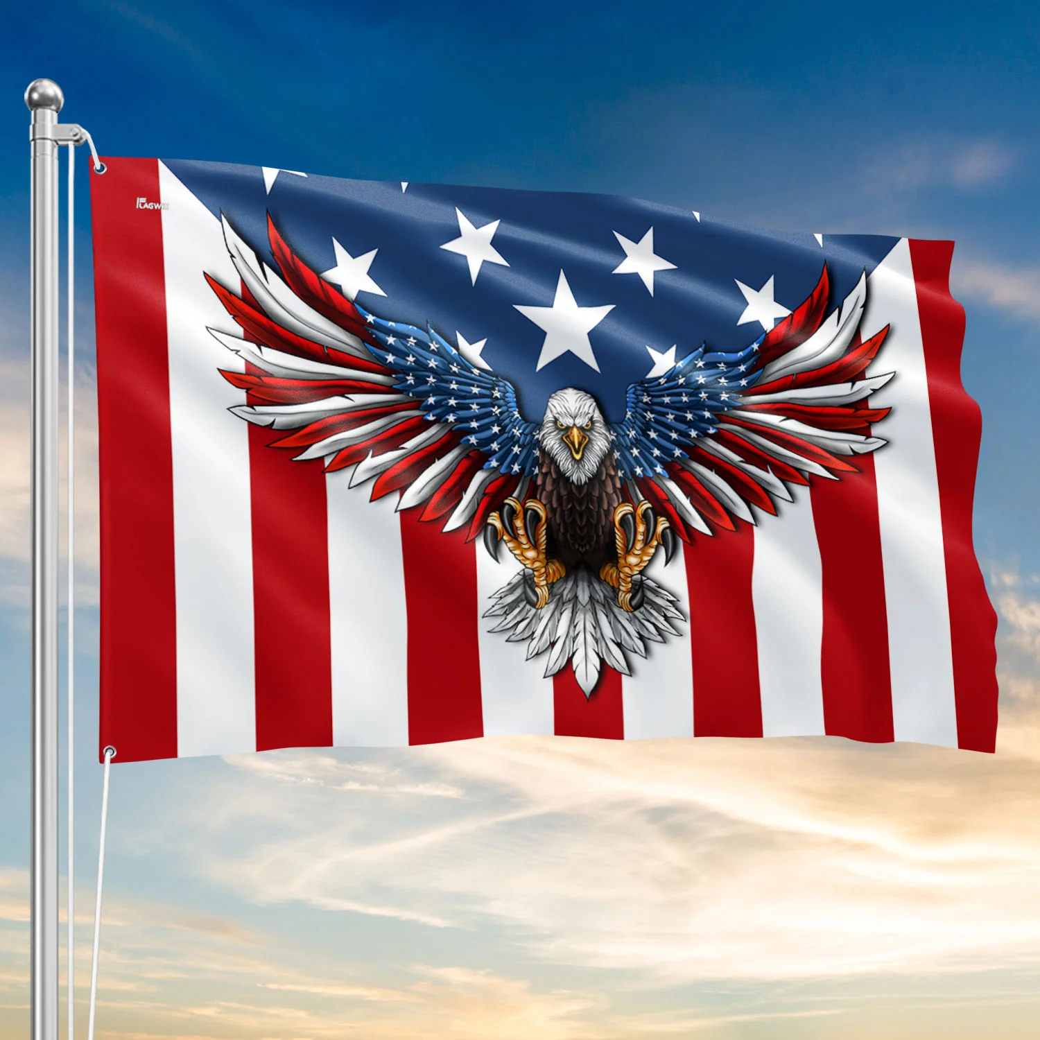 Bimipi American Flag - Patriotic Eagle American Grommet Flag