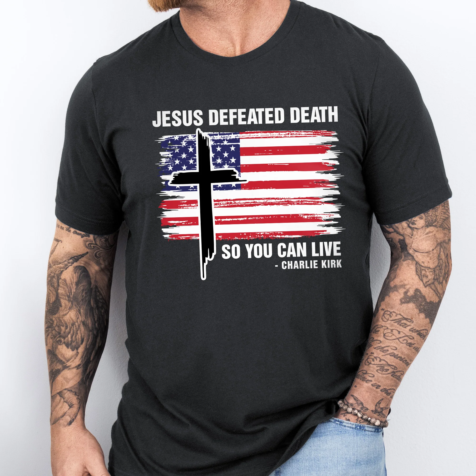 Charlie Kirk Memorial T-shirt - Patriotic Christian Jesus Shirt