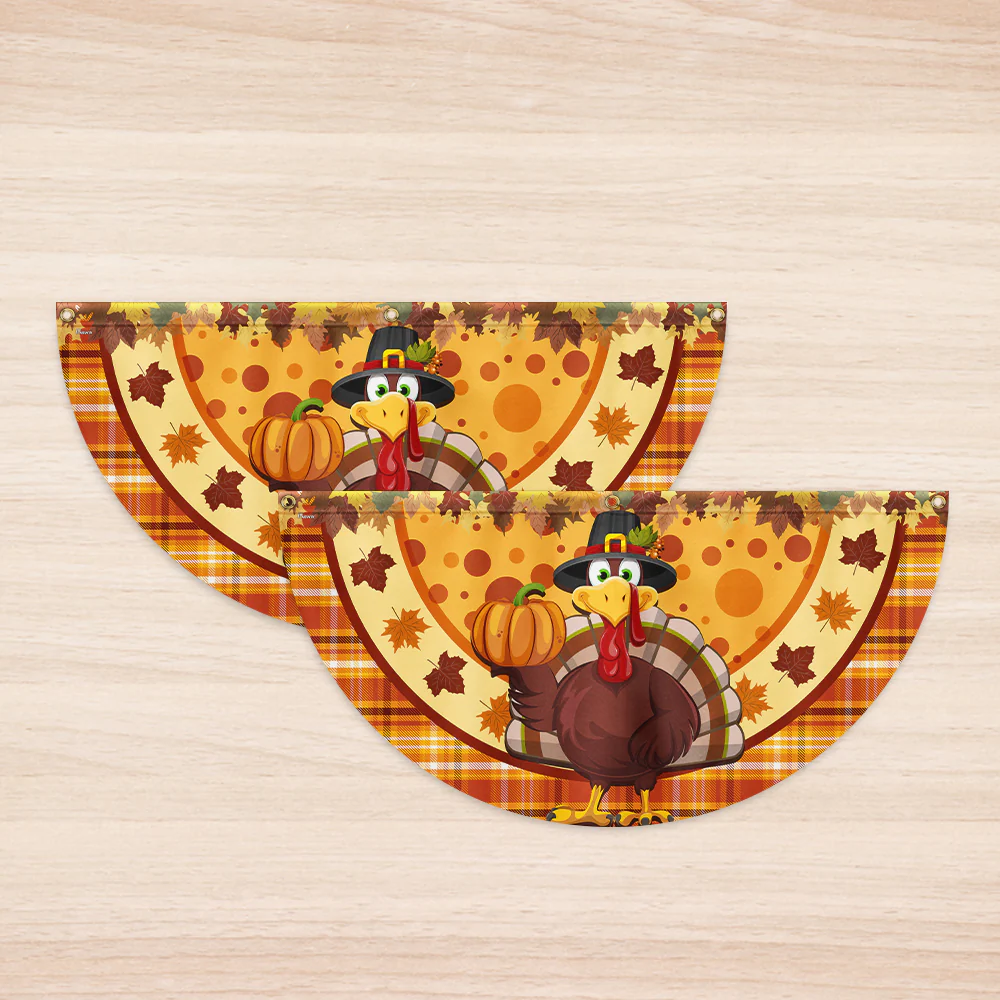 Thanksgiving Turkey Fall Non-Pleated Fan Flag