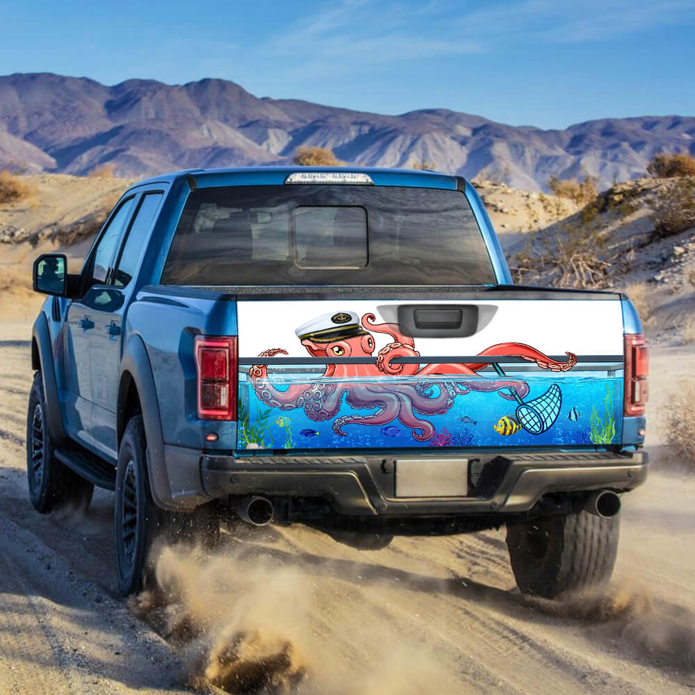 Octopus Swim in Car Truck Tailgate Decal Sticker Wrap