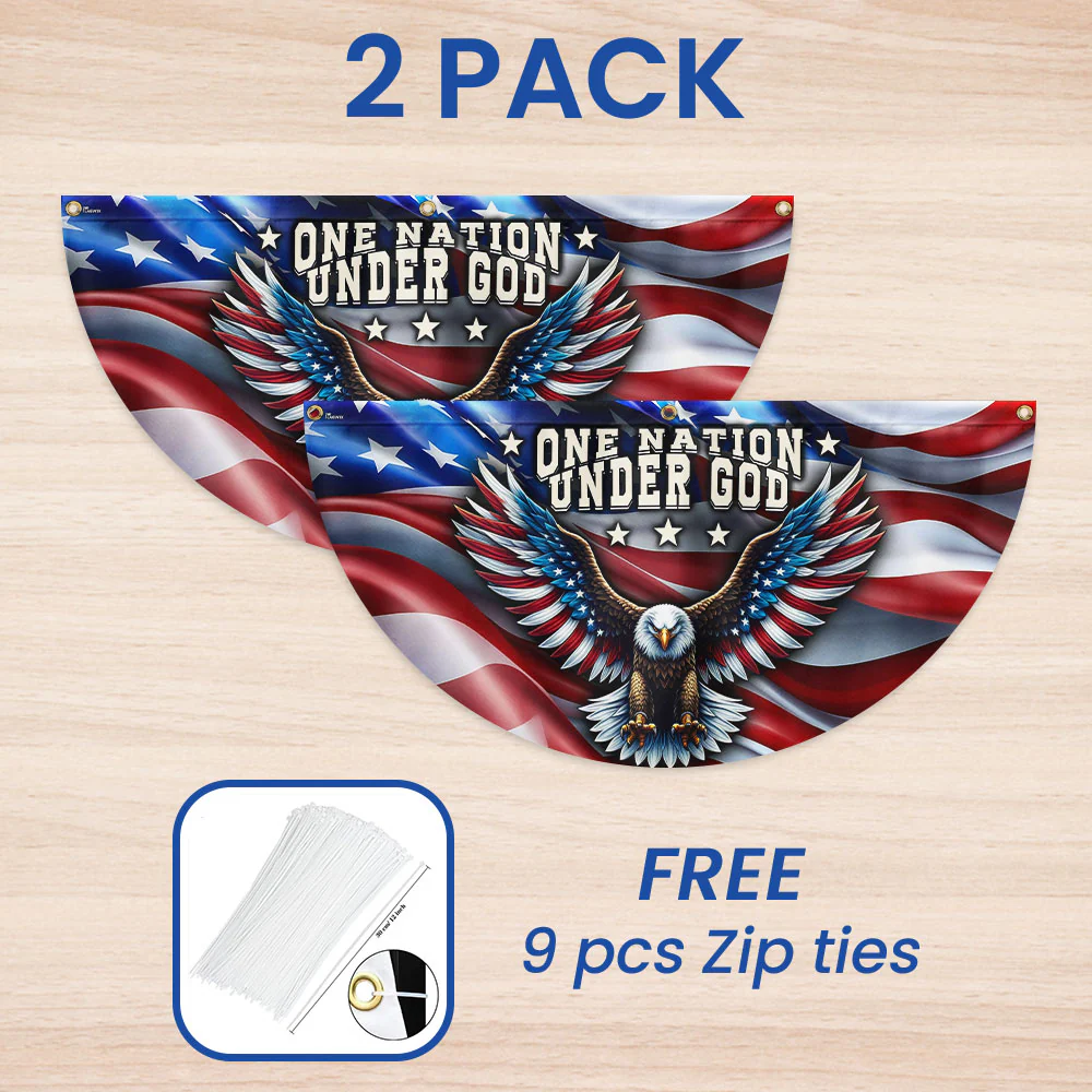 One Nation Under God Patriotic Eagle Non-Pleated Fan Flag