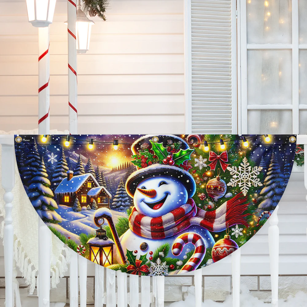 Funny Snowman Merry Christmas Winter Non-Pleated Fan Flag